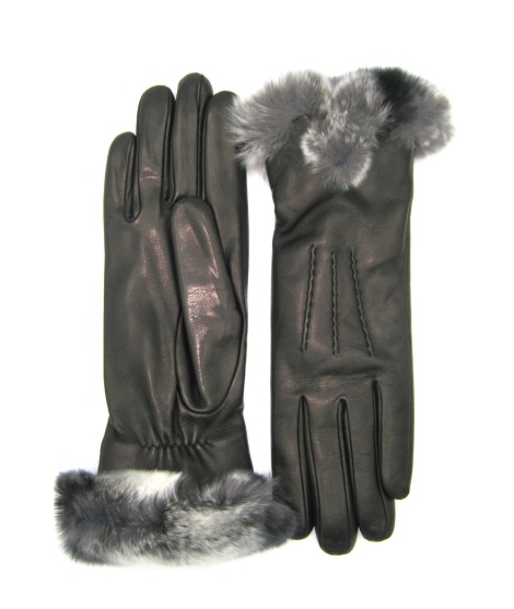 Sermoneta Gloves Guanto Nappa fodera cashmere bordo Rex Nero Officina