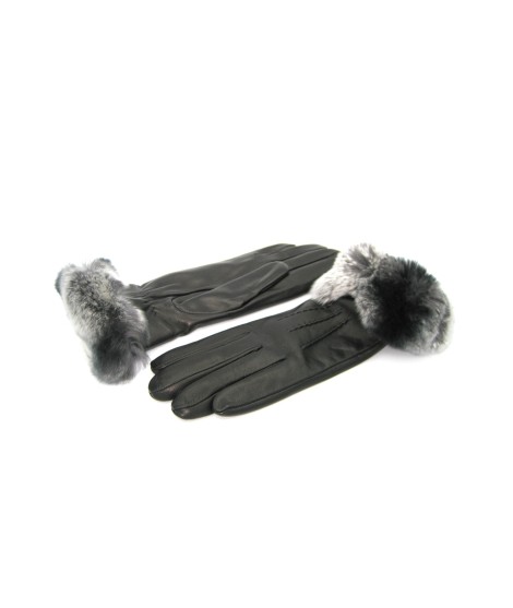 Sermoneta Gloves Guanto Nappa fodera cashmere bordo Rex Nero Officina