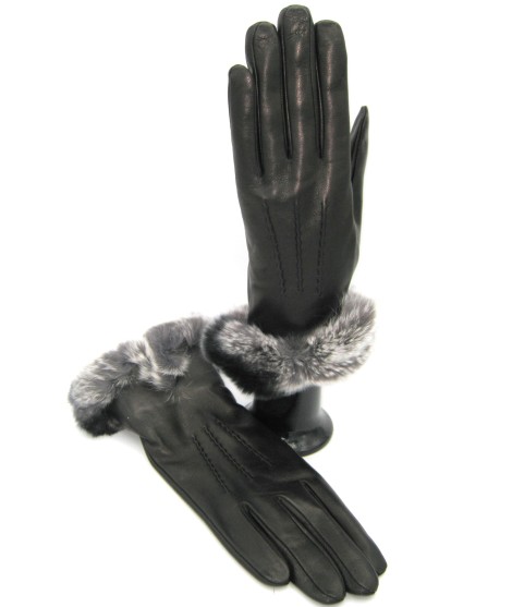 Sermoneta Gloves Guanto Nappa fodera cashmere bordo Rex Nero Officina