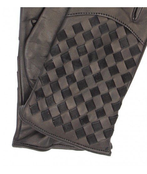Sermoneta Gloves Guanto nappa foderato cashmere con intreccio Rosso Vendita