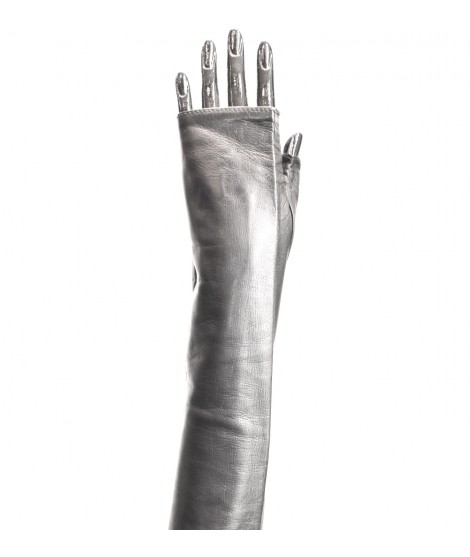 Sermoneta Gloves Guanto Manicotto in Nappa 10bt foderato seta T.Moro Prezzo Ridotto