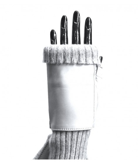 Sermoneta Gloves Guanto manicotto in Nappa e Cashmere 8bt Nero Presa
