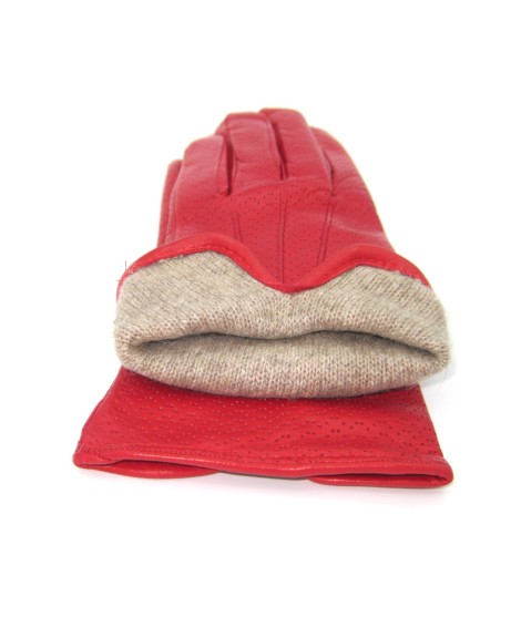 Sermoneta Gloves Guanti in Nappa foderato cashmere Rosso Offerte