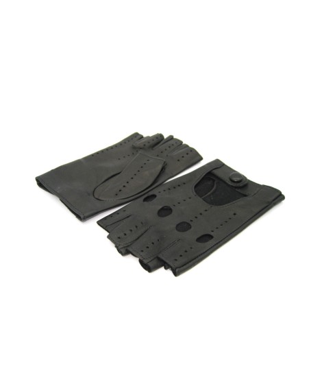 Sermoneta Gloves Guanto Guida in Nappa sfoderato 1/2 dita Nero Flash Sale