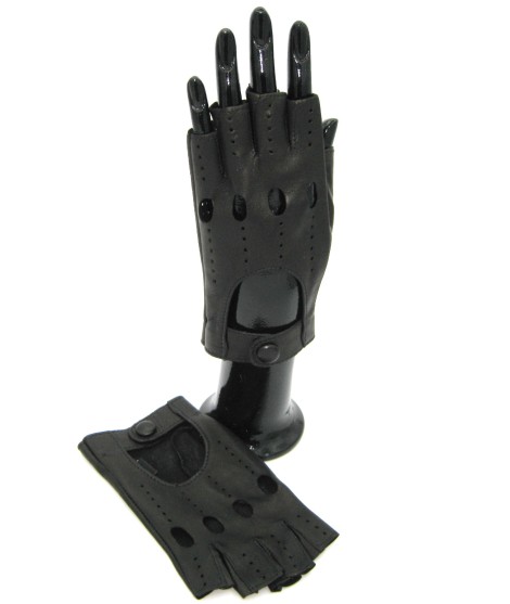 Sermoneta Gloves Guanto Guida in Nappa sfoderato 1/2 dita Nero Flash Sale