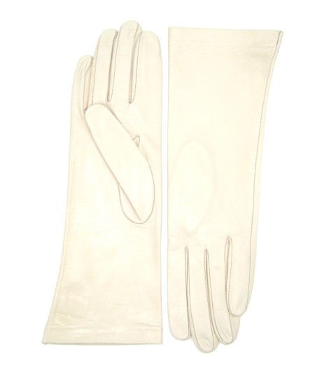 Sermoneta Gloves Guanto Nappa 4bt foderato seta Panna Fornitura limitata