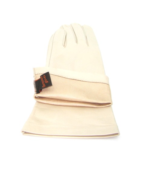 Sermoneta Gloves Guanto Nappa 4bt foderato seta Panna Fornitura limitata