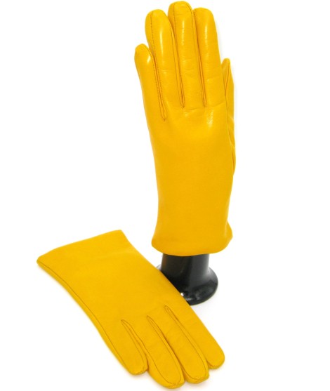 Sermoneta Gloves Guanto Nappa foderato cashmere Giallo Ocra Offerta per la Festa della Mamma