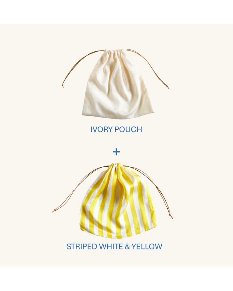 Y'am Capri Helenuccia Bag + un sacchetto colorato righe bianche e gialle Prezzo Ridotto