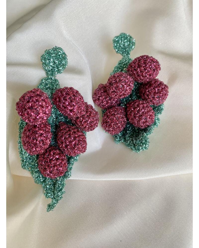 Y'am Capri Grapes Crochet earrings Economico