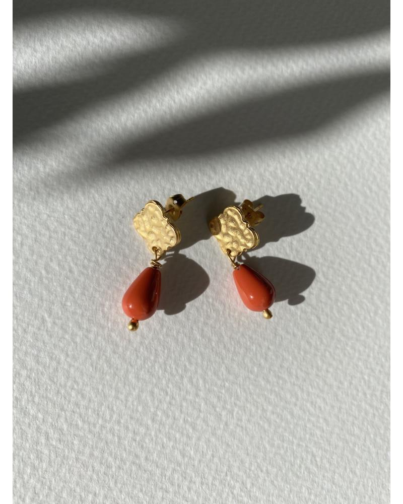 Y'am Capri Y'AM mini stud earrings with red coral paste Nuovo