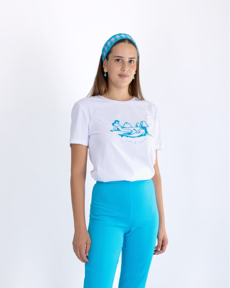 Y'am Capri Sirene di Capri embroidered T-shirt Donna Saldi