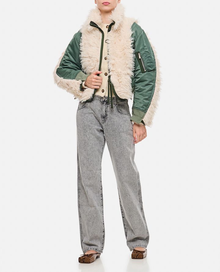 Sacai BOMBER CON INSERTI IN ECOPELLICCIA Grandi sconti