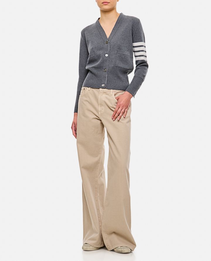 Thom Browne CARDIGAN MILANO CLASSIC SCOLLO A V GRIGIO DA DONNA - THOM BROWNE Offerta settimanale