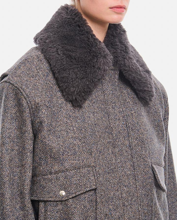 Stella McCartney GIACCA CON ZIP E PROFILI IN LANA TEDDY Qualità