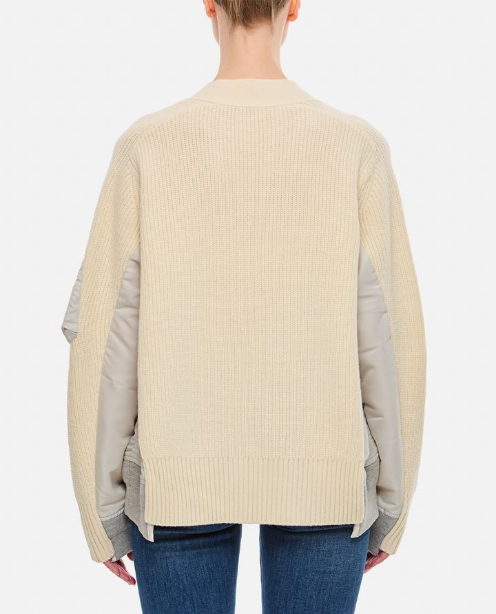 Sacai MCARDIGAN IN LANA E TWILL DI NYLON Offerta per la Festa della Mamma