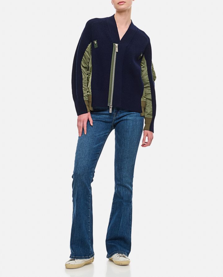 Sacai CARDIGAN IN LANA E TWILL DI NYLON Offerta migliore