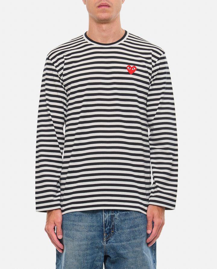 Comme Des Garçons Play MAGLIETTA A MANICHE LUNGHE A RIGHE CON LOGO Promozione