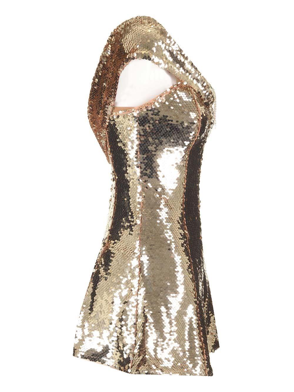 Al Duca D'Aosta Self-portrait Abito in paillettes oro Shopping Online