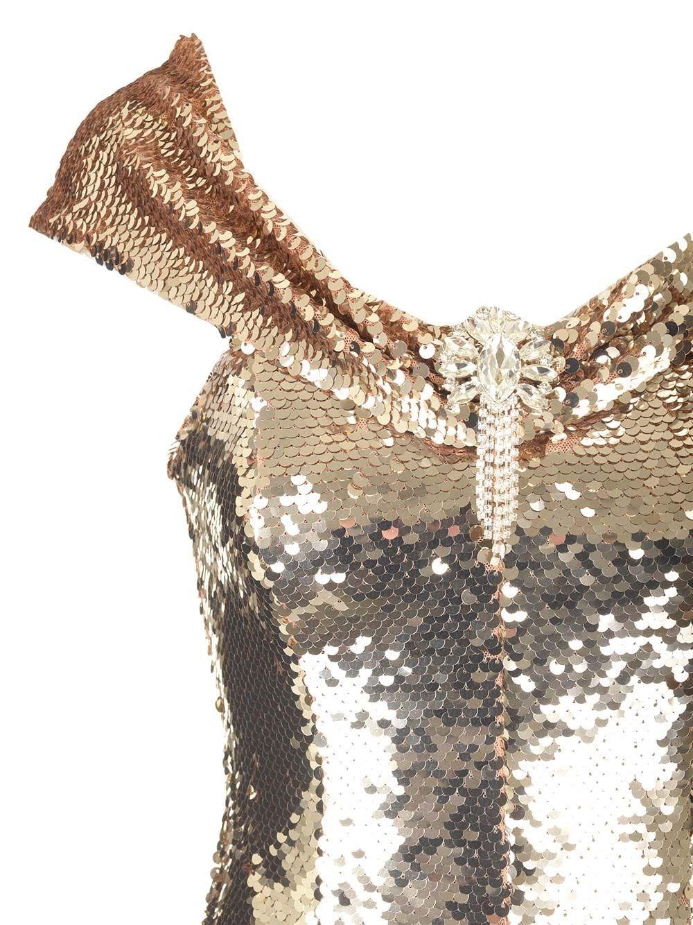 Al Duca D'Aosta Self-portrait Abito in paillettes oro Shopping Online