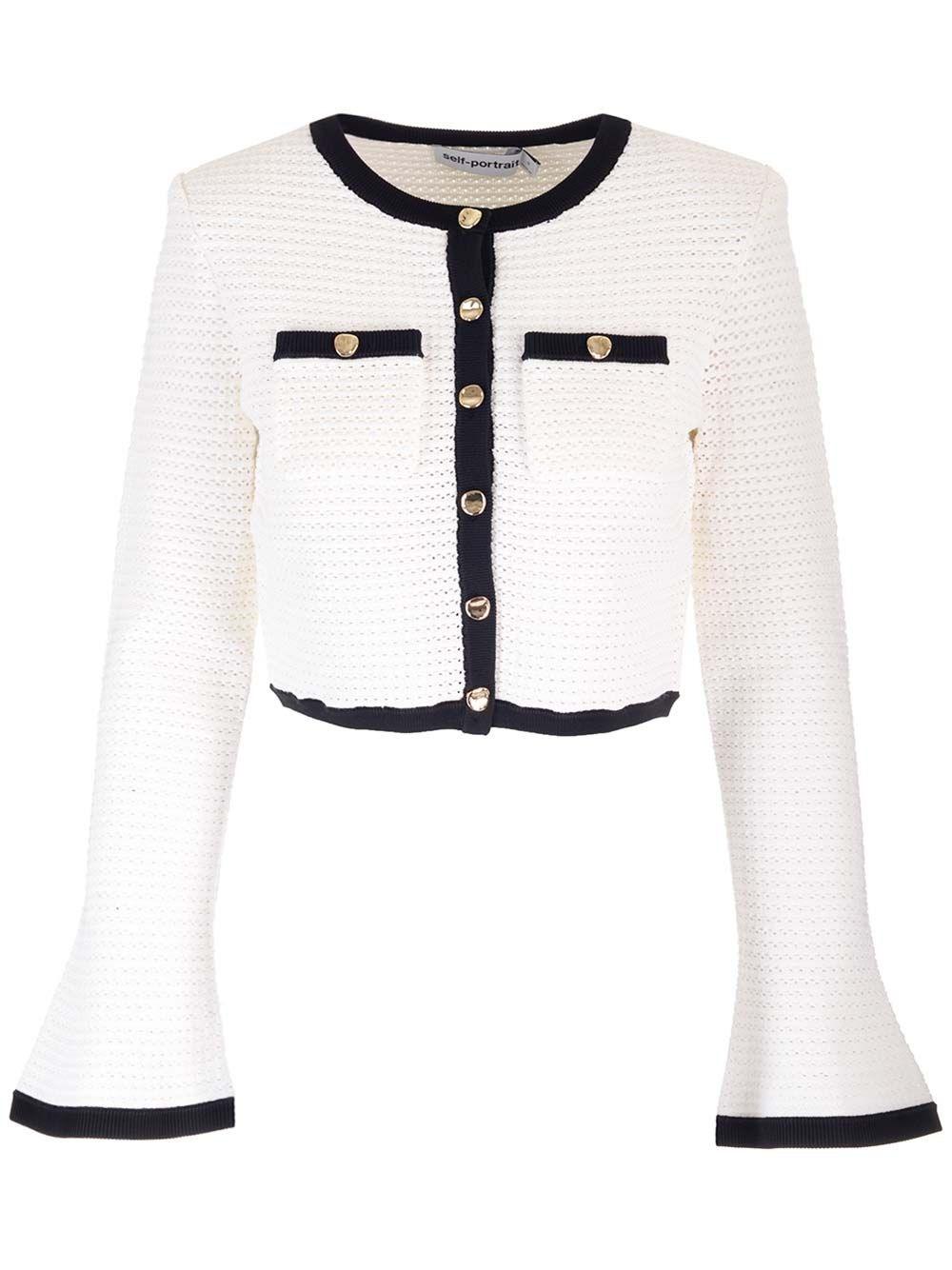 Al Duca D'Aosta Self-portrait Cardigan bianco all'uncinetto Italia