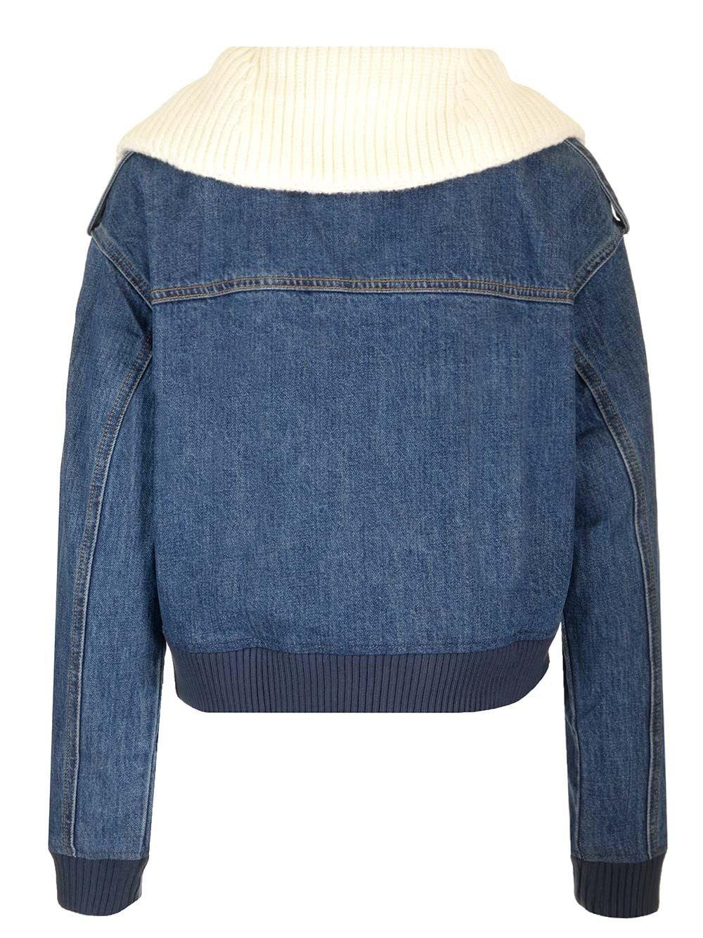 Al Duca D'Aosta Self-portrait Giacca jeans collo in maglia Online