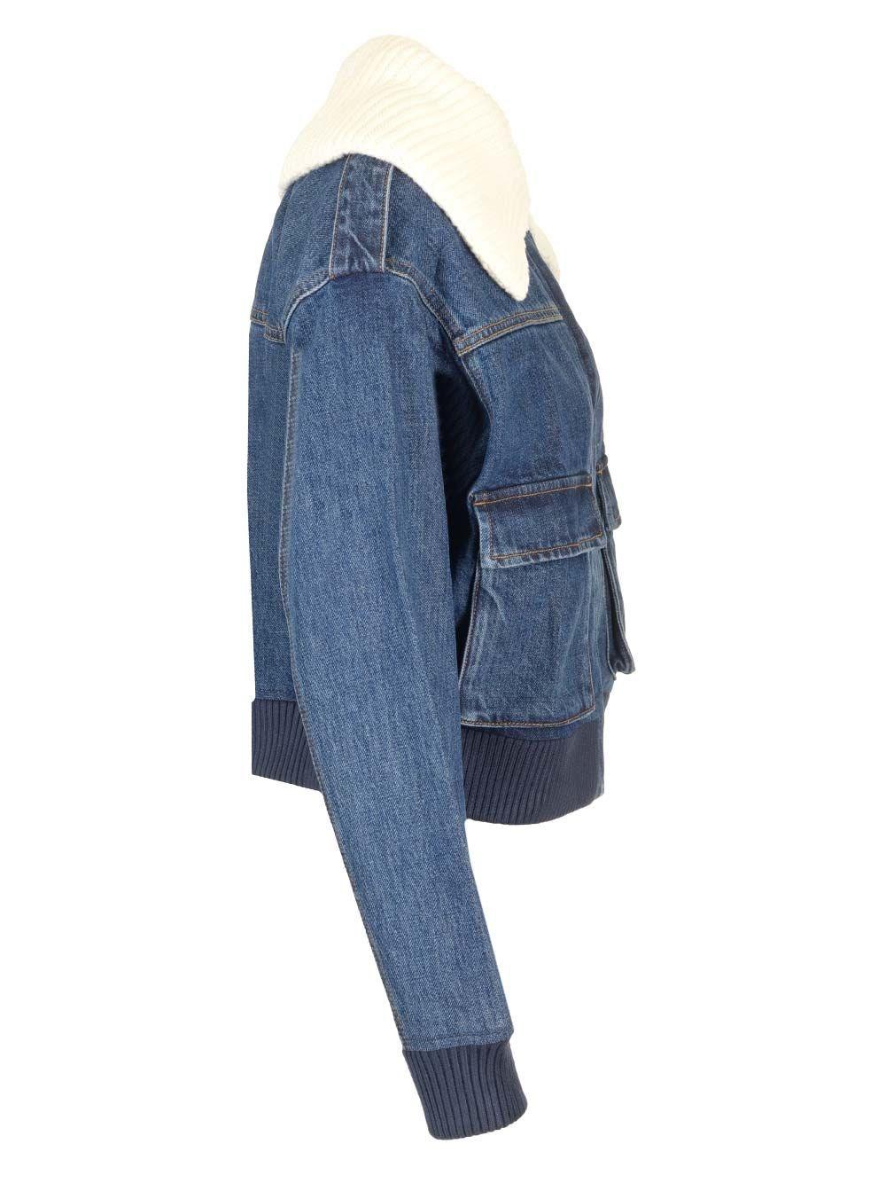 Al Duca D'Aosta Self-portrait Giacca jeans collo in maglia Online