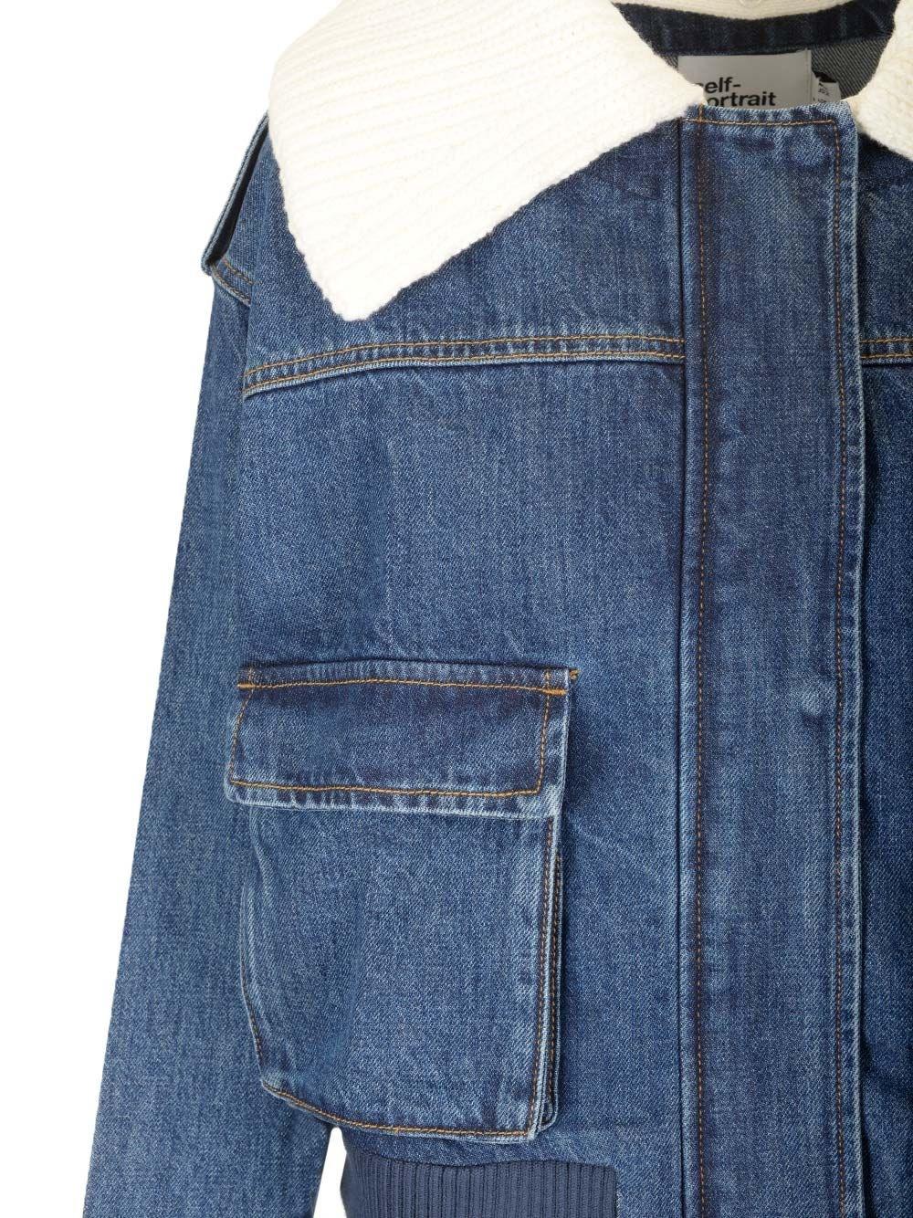 Al Duca D'Aosta Self-portrait Giacca jeans collo in maglia Online