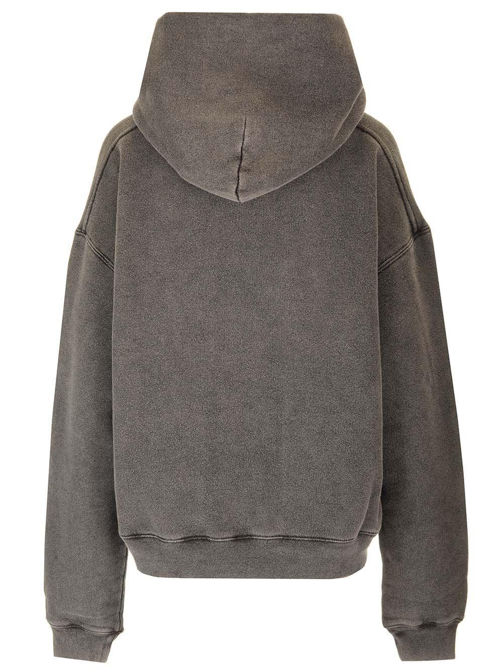 Al Duca D'Aosta Alexander Wang UNISEX HOODIE WITH DISTRESSED SKYLINE LOGO GRAPHIC WASHED CHARCOAL Fornitura limitata