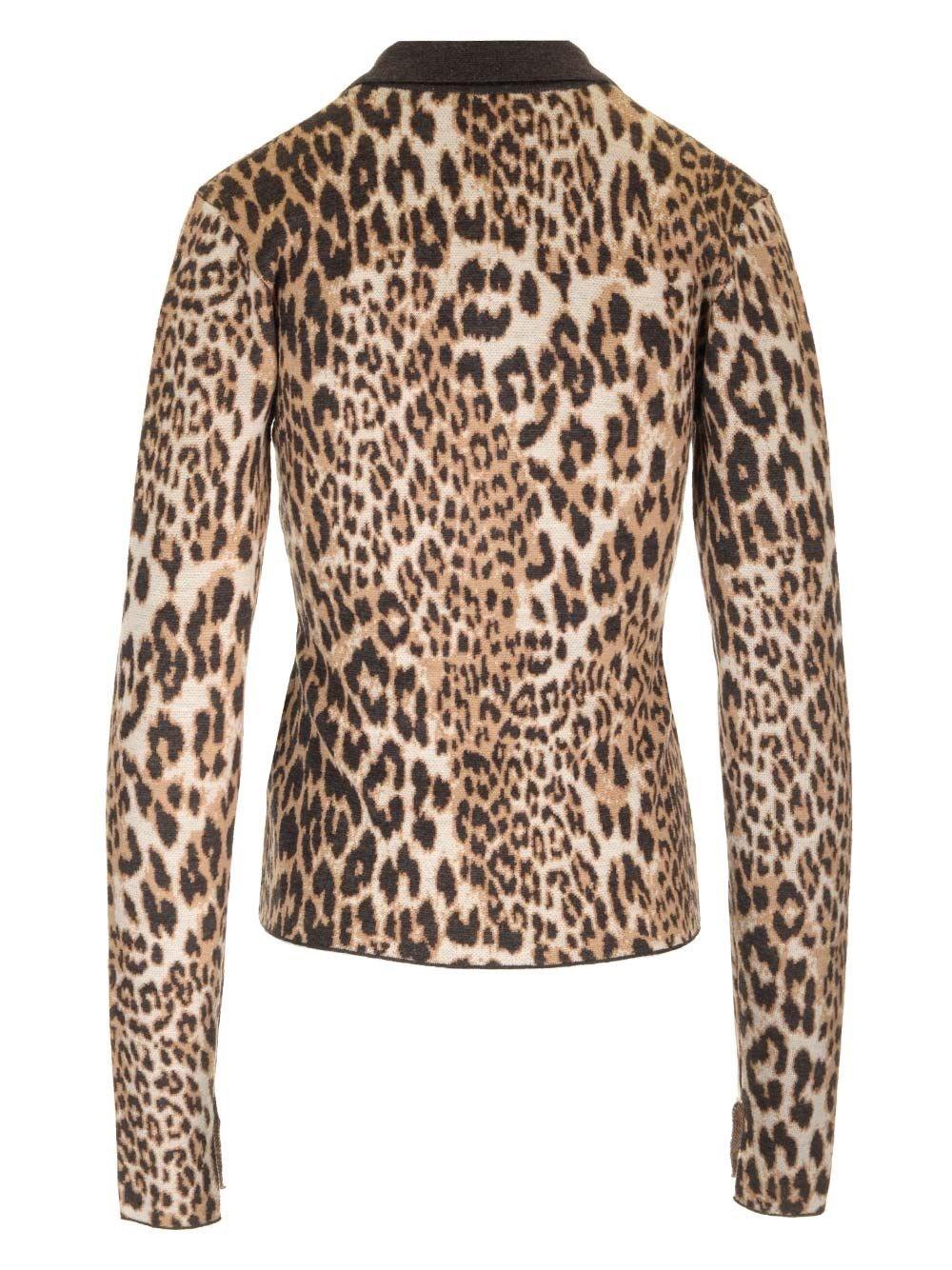 Al Duca D'Aosta Ganni Fine Merino Jacquard Leopard Polo Spedizione gratuita