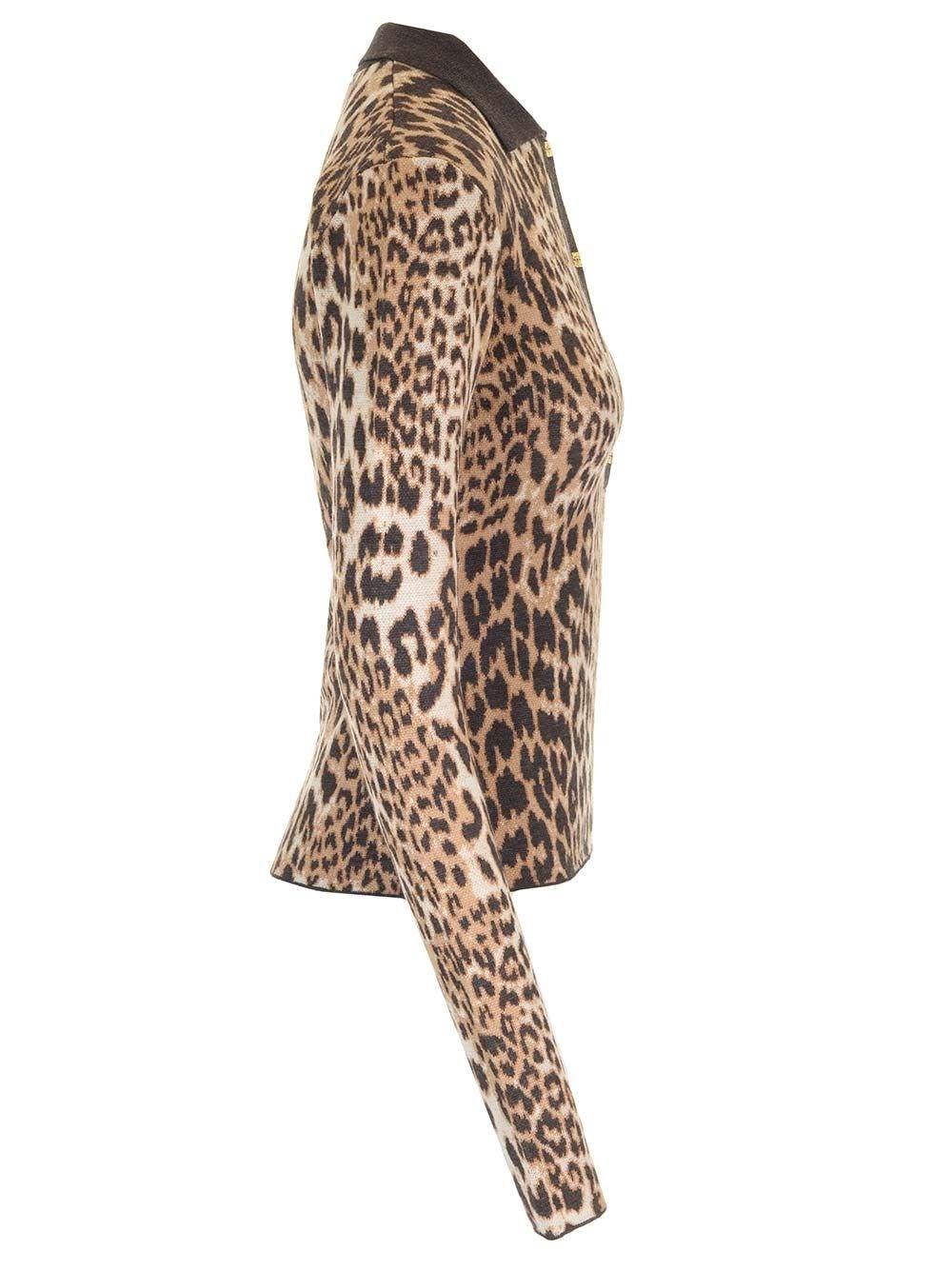 Al Duca D'Aosta Ganni Fine Merino Jacquard Leopard Polo Spedizione gratuita