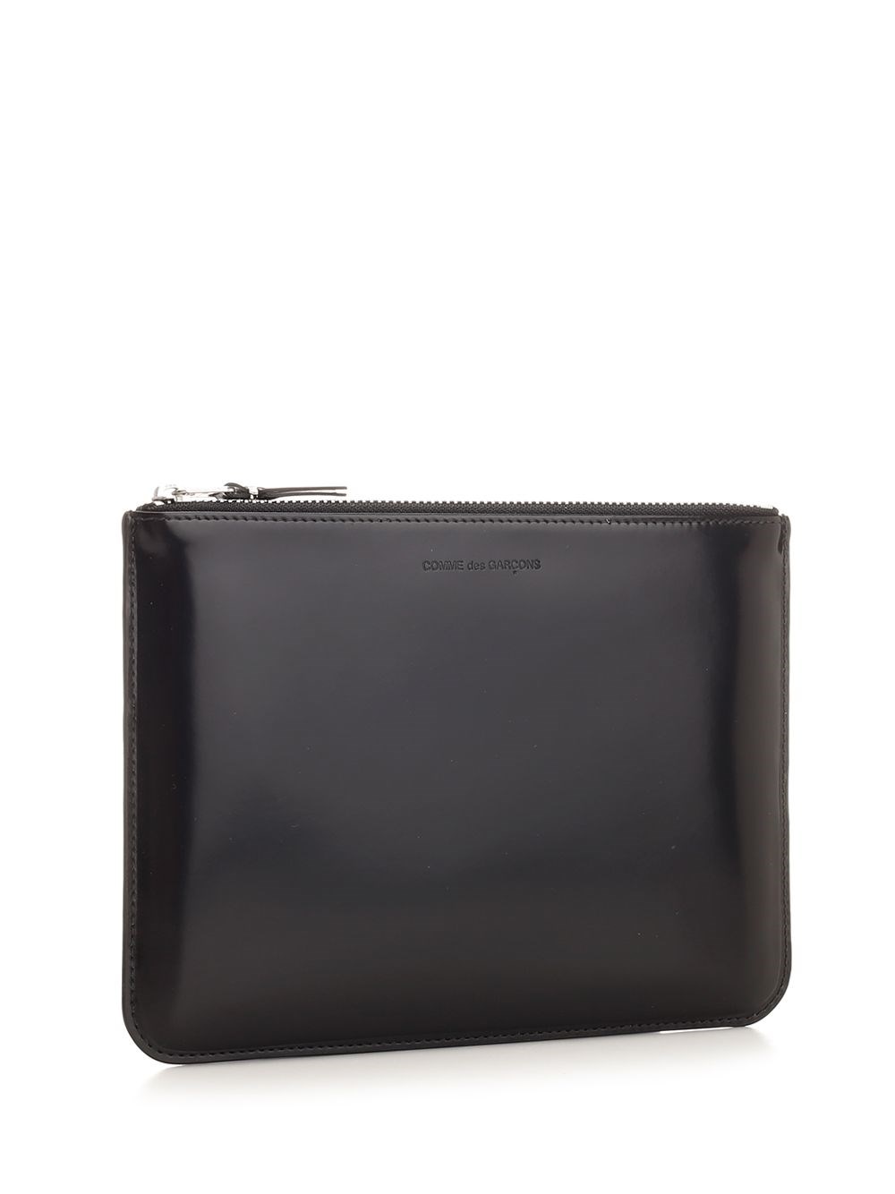 Al Duca D'Aosta Comme Des Garcons Wallet Pouch in pelle lucida con interno argento Negozio online di fabbrica