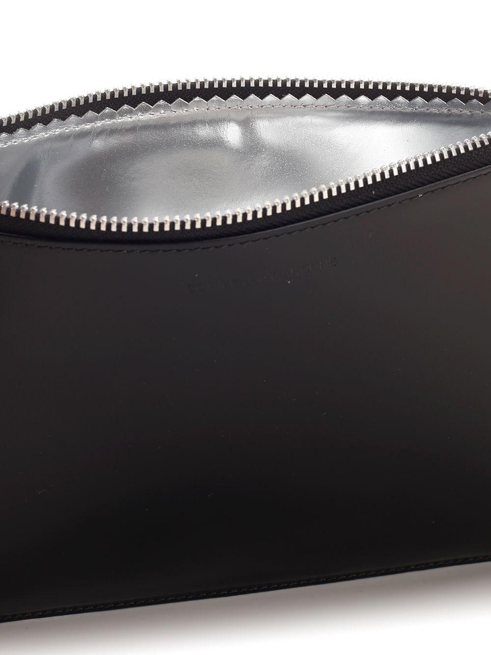 Al Duca D'Aosta Comme Des Garcons Wallet Pouch in pelle lucida con interno argento Negozio online di fabbrica