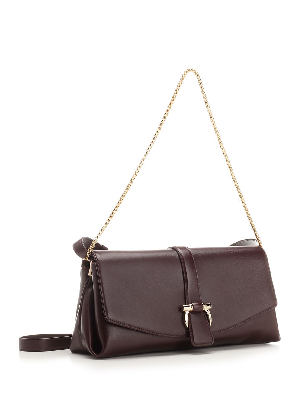 Al Duca D'Aosta Ferragamo GANCINO POUCH MEDIUM SHOULDER BAG WITH SHOUDLER STRAP AND CHAIN BORDEAUX Sconto di tempo limitato