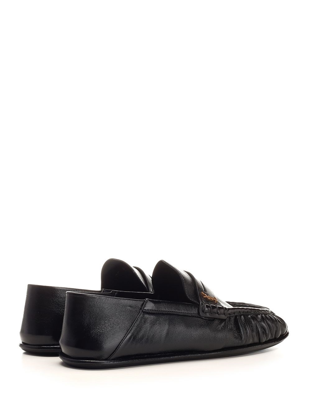 Al Duca D'Aosta Saint Laurent Mocassini LE LOAFER in pelle stropicciata lucida Offerte giornaliere